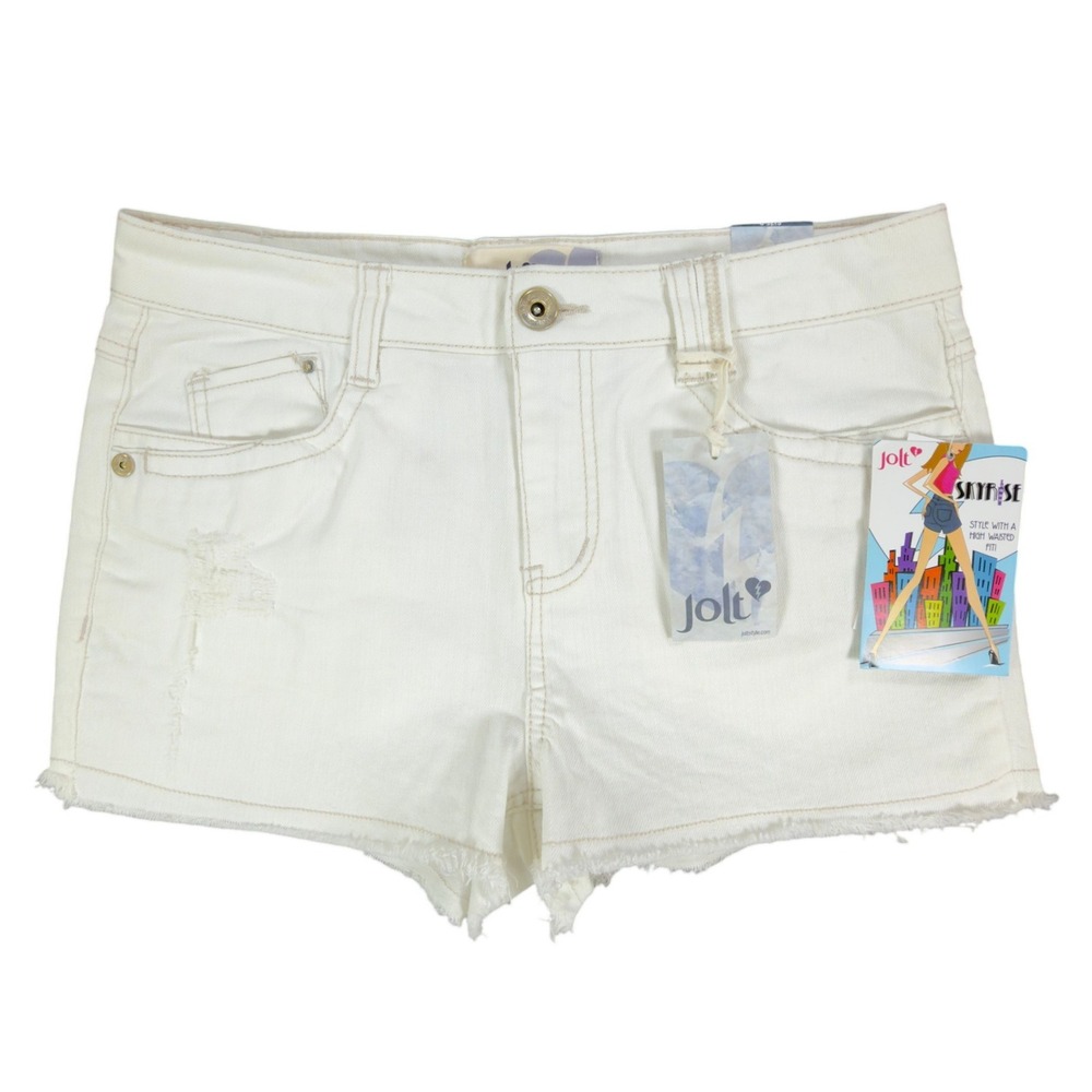 Jolt Modern Skyrise High Waisted Denim Shorts Juniors 9 White NWT